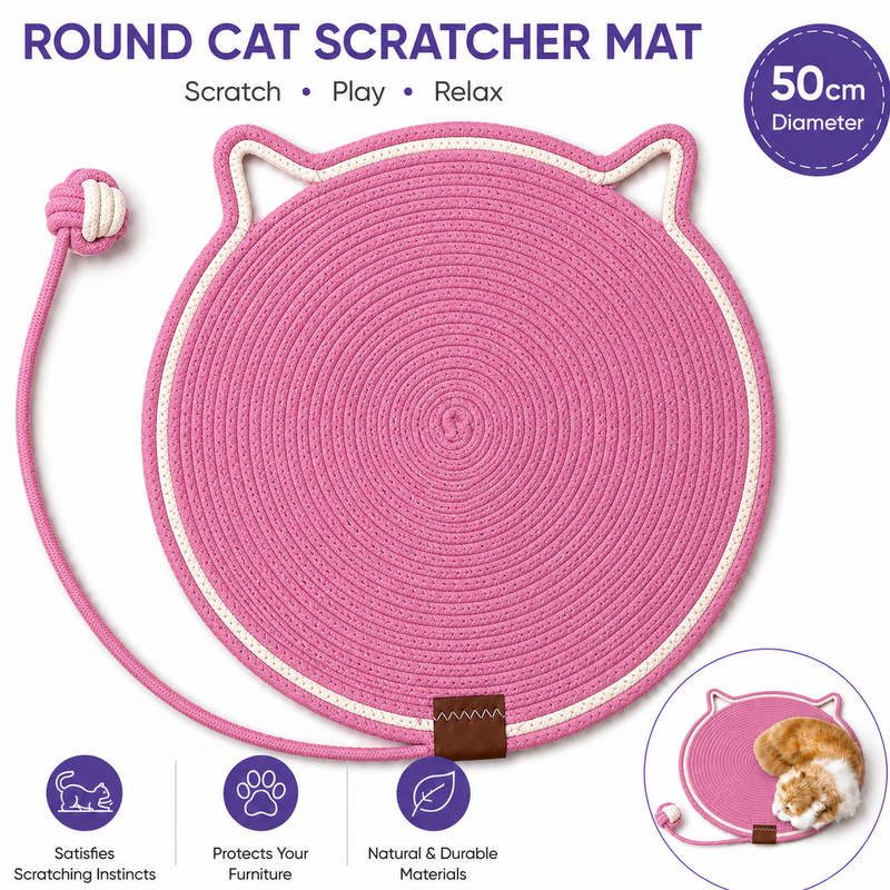 Pink Cat Scratching Mat with Toy Ball - 50cm
