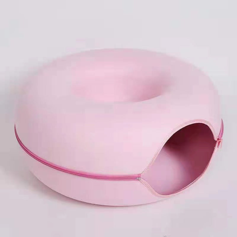Pink felt donut cat bed