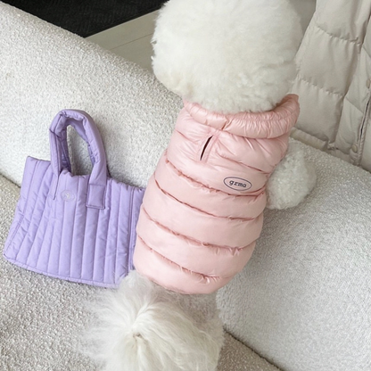 Blue XS size Dog Winter Coat Quilted Puffer Jacket - Warm Cotton Padded Vest for Small Dogs, High Collar Pet Clothes for Chihuahua Yorkie Poodle Bichon Schnauzer, Lightweight Cold Weather Dog Apparel with Elastic Cuffs