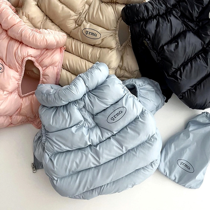 Blue M size Dog Winter Coat Quilted Puffer Jacket - Warm Cotton Padded Vest for Small Dogs, High Collar Pet Clothes for Chihuahua Yorkie Poodle Bichon Schnauzer, Lightweight Cold Weather Dog Apparel with Elastic Cuffs